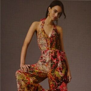 Tracy Reese Vibrant Red and Orange Jumpsuit